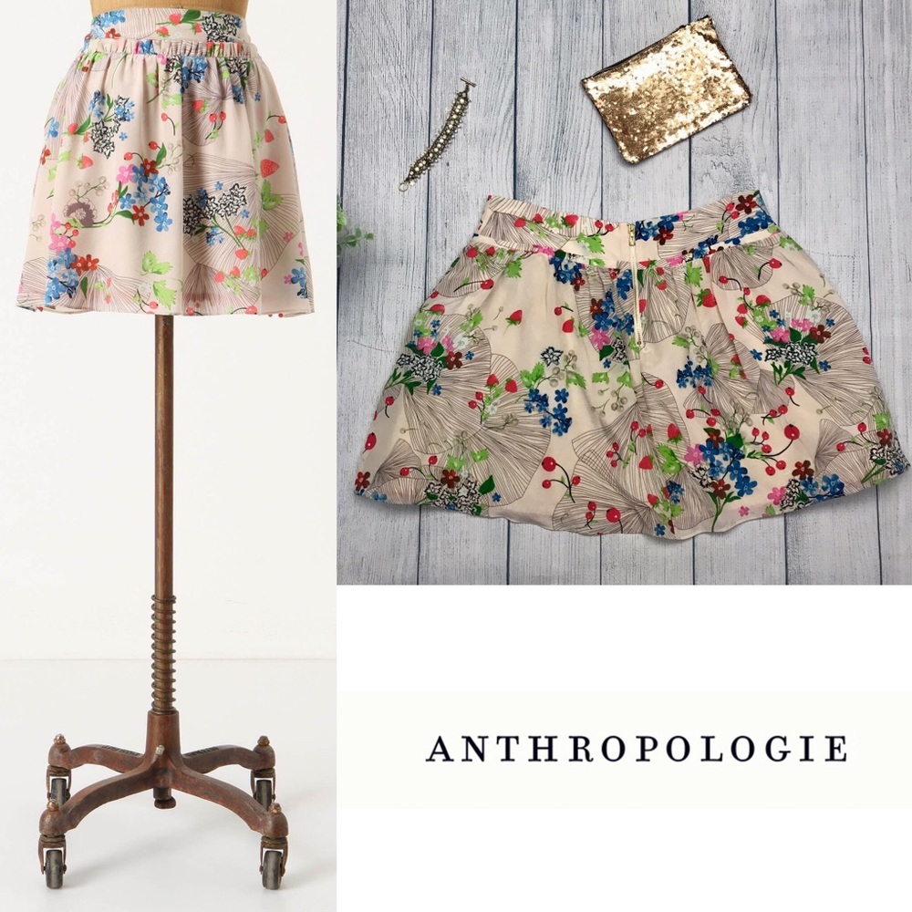Anthro Leifsdottir Lingonberry Silk Miniskirt NWOT